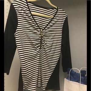 Michael Kors blue and white striped tee. Medium